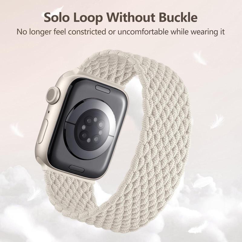 Stretchy Braided Solo Loop Nylon Solace Elastic Sport Strap (2 Counts), Watch Band for iWatch Series, Wearable Accessories Compatible with iWatch 9 8 7 6 5 4 3 2 1 SE Ultra