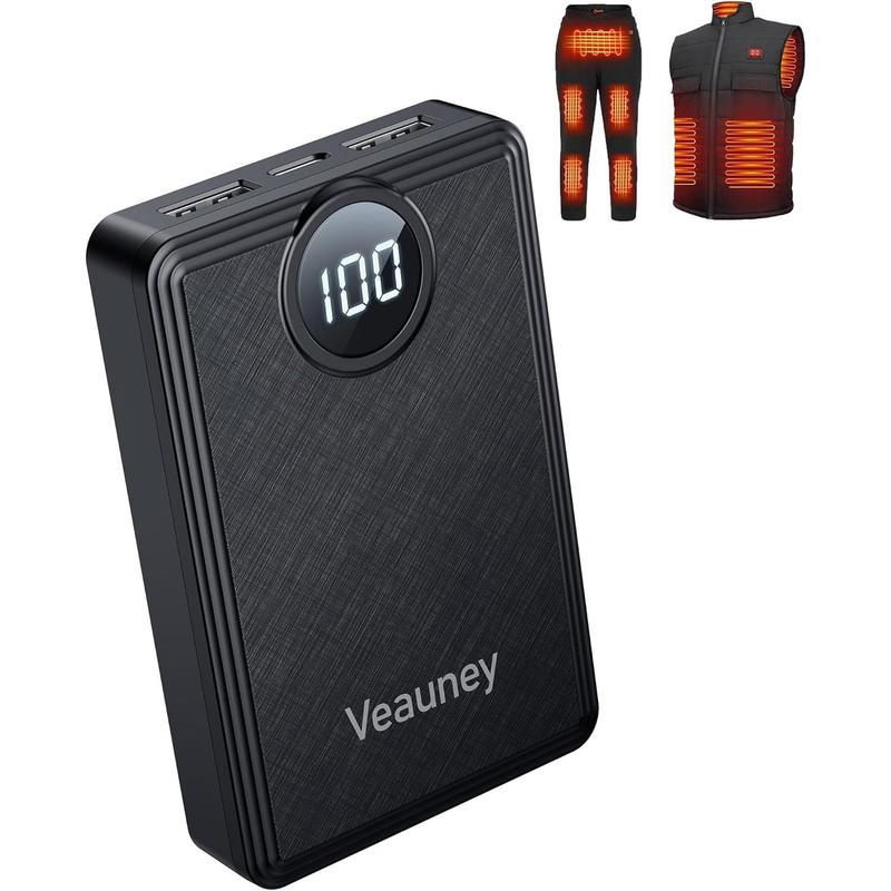 12000mAh Heated Vest Battery Pack, 5V 2A Power Bank for Heated Vest, Chair, Jacket, Blankets with LED Display, Rechargeable Heated Jacket Battery Pack, 5V Battery Pack(No for 7.4V DC Heated Devices)