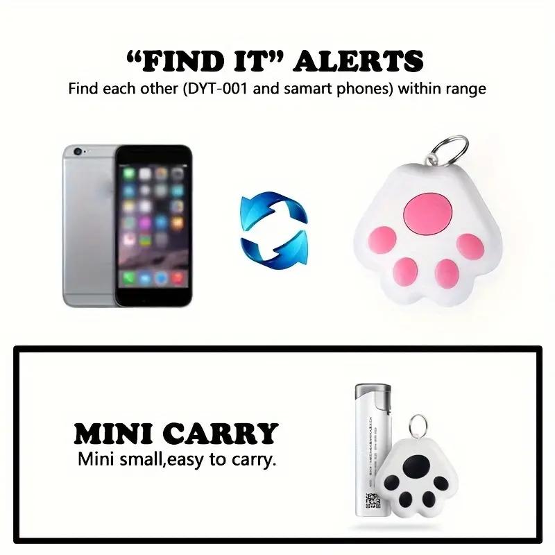 1 4pcs Mini Fashion Cute Smart Dog Pets BT 5.0 GPS Tracker Anti-lost Alarm Tag, Wireless Bag Wallet Key Finder Locator, Work With IOS And Android