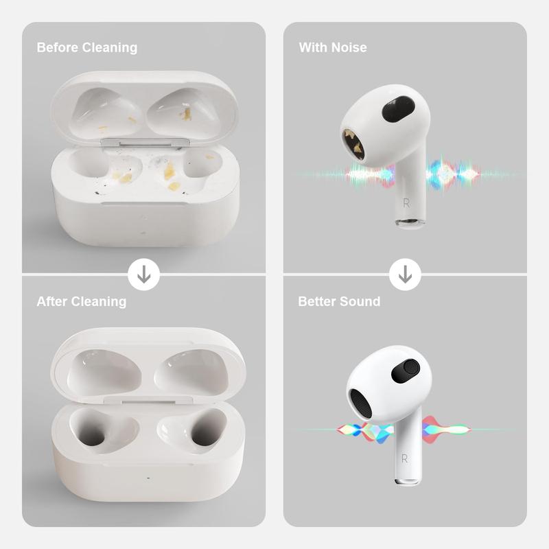 Cleaner Kit for Airpods,Headset Accessories Bluetooth Earbuds 3 in 1 Multi-Function Cleaning Pen,for Airpods Pro 1 2 3 Phone Charging Port,Earbuds,Earpods,Chargeable Earphone,Headphone, iPod,Case,iPhone,ipad,Laptop(White)