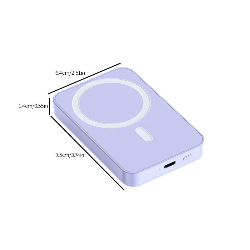 Magnetic Wireless Power Bank wholesale Compatible with Magsafe, Ultra-Thin 5000mAh Magnetic Battery Pack Portable Charger with USB-C Cable, for iPhone 15 14 13 12 Series