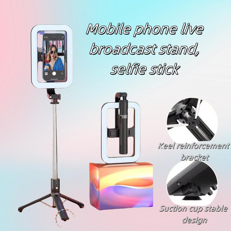 Portable Selfie Stick Tripod with Fill Light, 8 Inch Selfie Stick with BT Remote Control, Outdoor Live Streaming Tripod for iPhone, Selfie Accessories, Phone Accessories