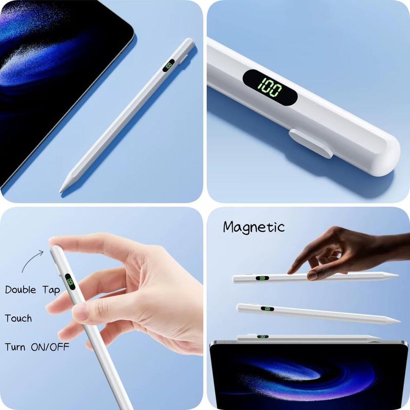 Stylus Pen for Touch Screen Smart Pen Pencil Compatible for iPad, Android Tablet Universal Rechargeable Stylus Pencil Upgrade Palm Rejection Precise Drawing & Writing (White)