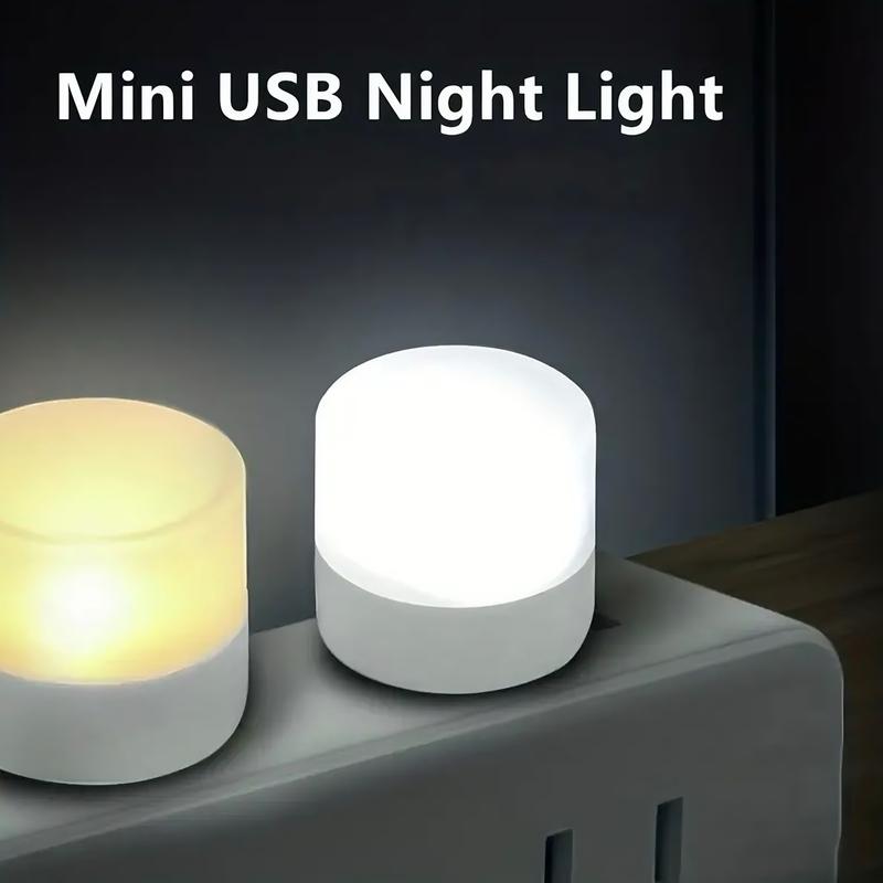 3-Pack USB LED Night Lights (White & Warm White Light) - Compact Design for Travel or Daily Use