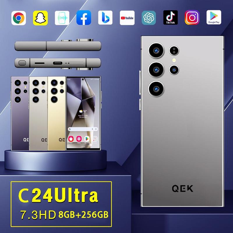 QEK C24 Ultra Unlocked Phone,5G smartphone with s Pen,6800mAh Batery,8G8 +256G8 Unlocked Phone with Full Netfix,6.8-inch FHD+ Display,48MP+72MP