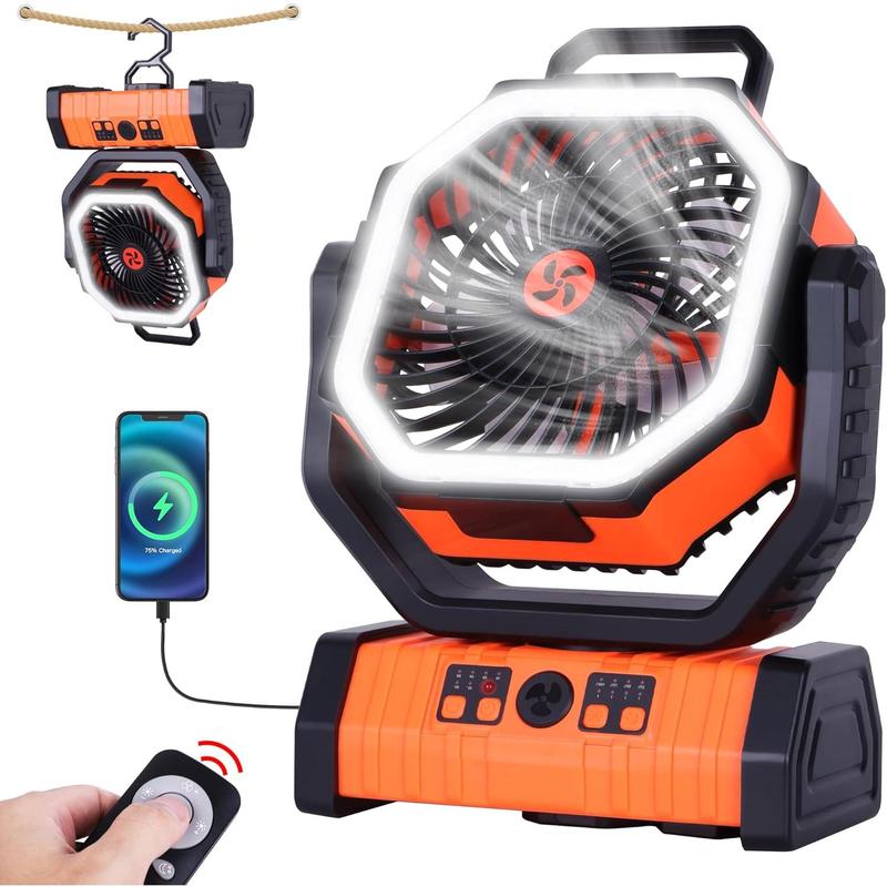 20000mAh Camping Fan   Fan with LED Lantern, Portable Camping Fan for tents, 8H Timer & 270?Osicllating Fan Rechargeable  Operated Fan, USB Desk Fan Beach Fan with Hook