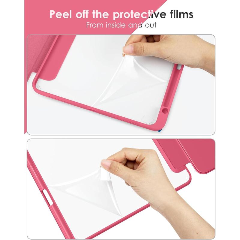 Vikesi for iPad 10th generation case 2022, 10.9 inch case with clear transparent back and TPU shockproof frame cover [built-in pencil holder, support auto sleep wake]-watermelon