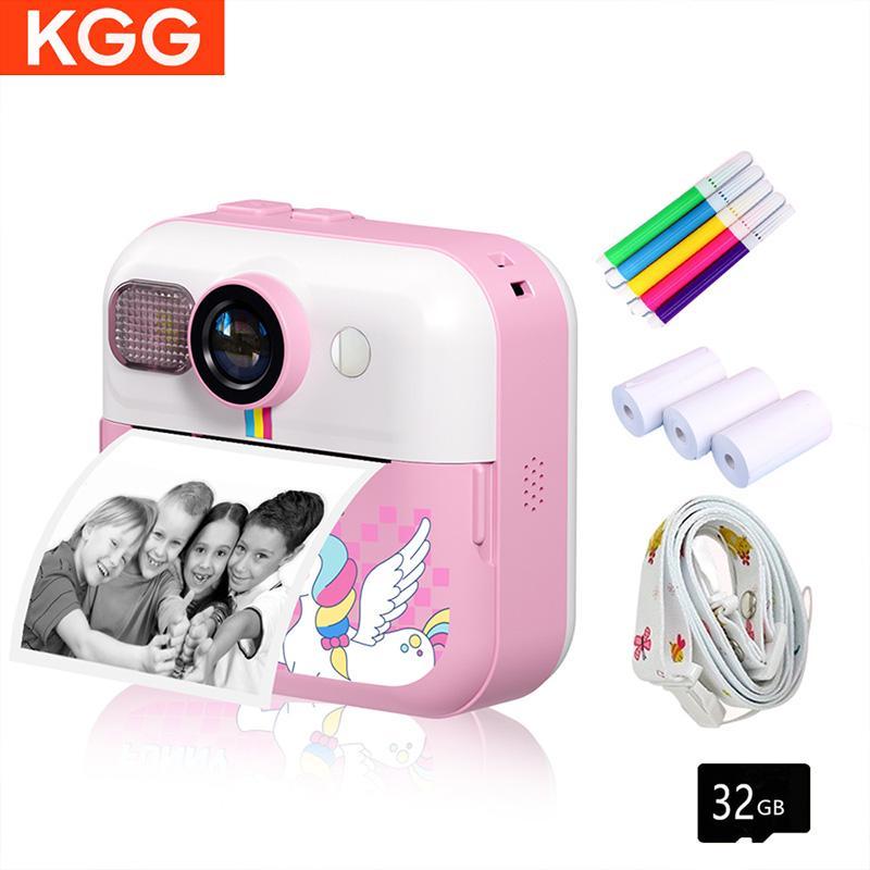 KGG Instant Print Camera, Rechargeable Instant Print Camera with 32G SD Card & Color Pens & Lanyard, Digital Camera for Girls Boys