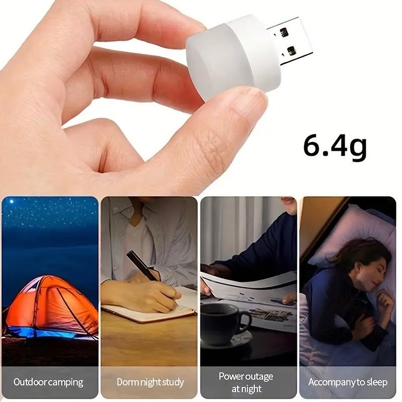 3-Pack USB LED Night Lights (White & Warm White Light) - Compact Design for Travel or Daily Use