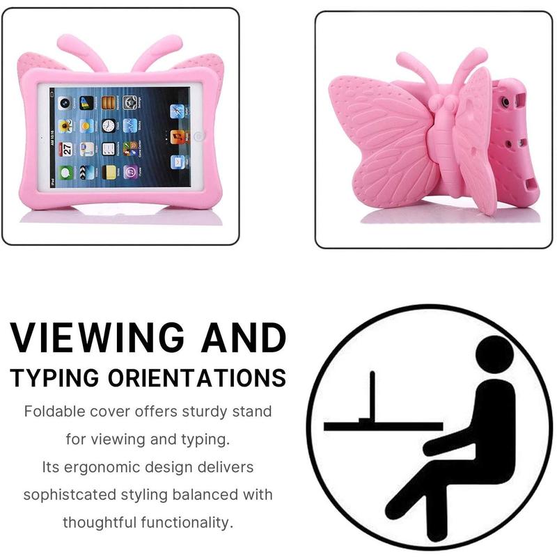 for iPad 7 8 10.2  Case iPad 9 10.2 3D Cute Butterfly Case for  Light Weight  Stand Shockproof Rugged Heavy Duty  Friendly iPad Cover for Girls iPad 10.2 iPad 7th 8th 9th (Pink)