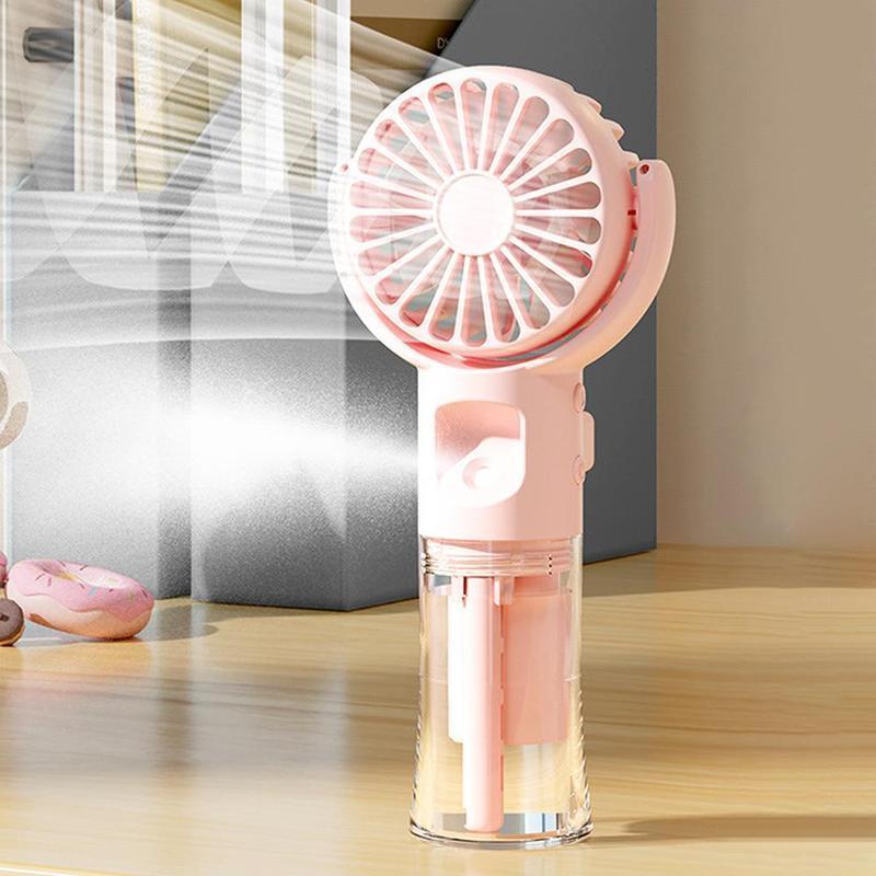 Portable Handheld Misting Fan, 1 Count USB Rechargeable Mini Fan Cooler, Multifunctional Adjustable Wind Speed Fan for Travel, Outdoors, Hiking, Camping