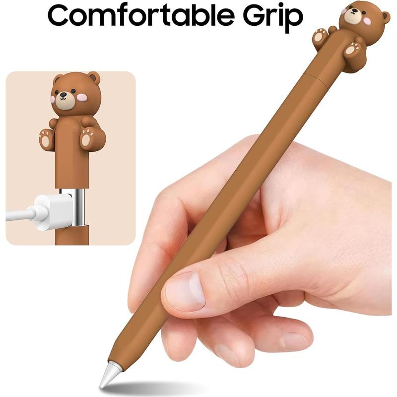 Cute Cow Silicone Case for Apple Pencil USB-C Case Ultra Thin Protective Cover Anti-Slip Sleeve Apple Pencil (USB-C) Accessories (Brown, Apple Pencil (USB-C)) Computer Tablet Smartphone Protection Stylus